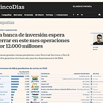 La banca de inversin espera cerrar en este mes operaciones por 12.000 millones